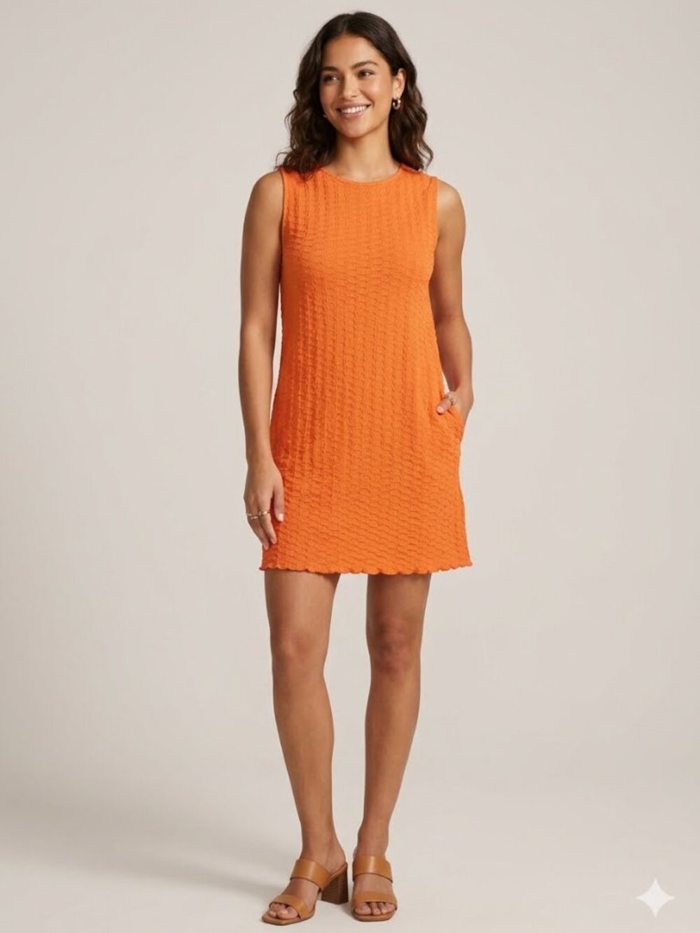 Orange Sleeveless Shift Dress M/L